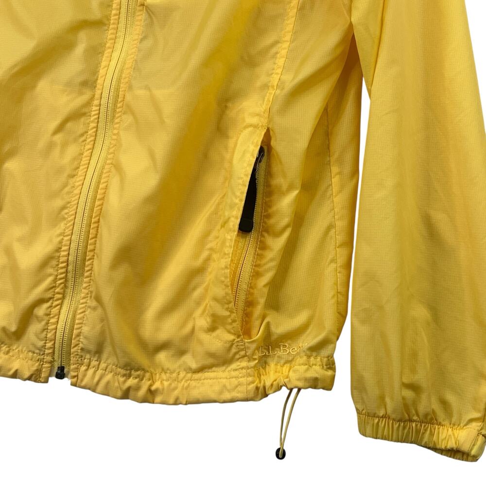 L.L.‎ Bean Yellow Nylon Windbreaker Jacket Women M Reg Lightweight Stowaway Hood - Picture 5 of 8